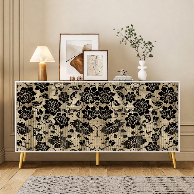 Papel de seda decoupage de renda preta vintage (Criador carregado)