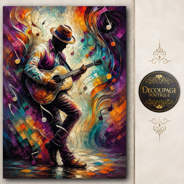 Papel De Seda Decoupage de Ritmo de Guitarra Jazz (Jazz Guitar Rhythm Decoupage Tissue Paper)