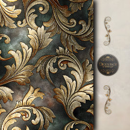 Papel De Seda Decoupage de Rolo Barroco Dourado