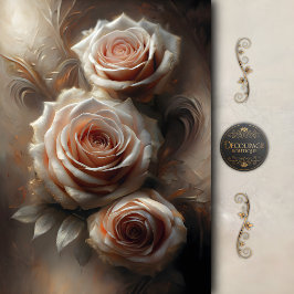 Papel De Seda Decoupage de Rosa Bege Elegante