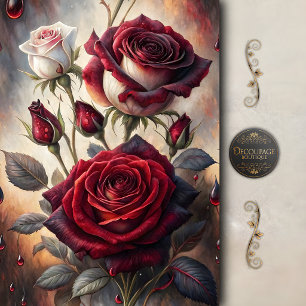 Papel De Seda Decoupage de Rosa Carmesim Gótica