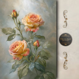 Papel De Seda Decoupage de Rosa Coral Pintura