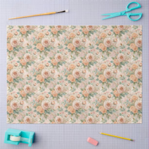 Papel De Seda Decoupage de Rosa de Pastel inspirada na Vintage E