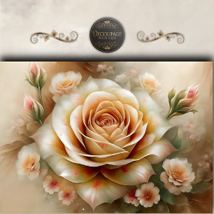Papel De Seda Decoupage de Rosa Pêssego Vintage