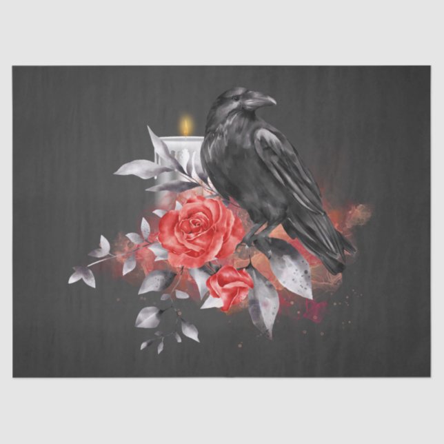 Papel De Seda Decoupage de Rosa Whimscolor Raven Preto (Frente )