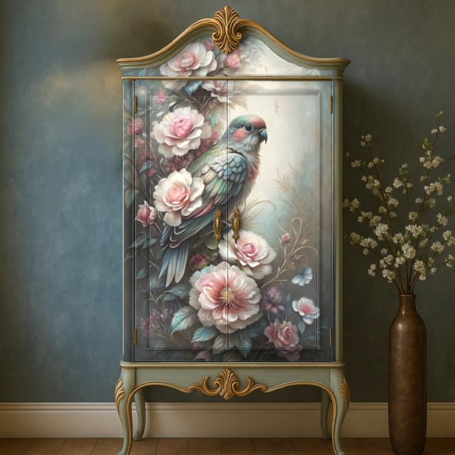 Papel De Seda Decoupage de Rosas de Jardim de Pássaros (Garden Bird Roses Decoupage Tissue Paper)