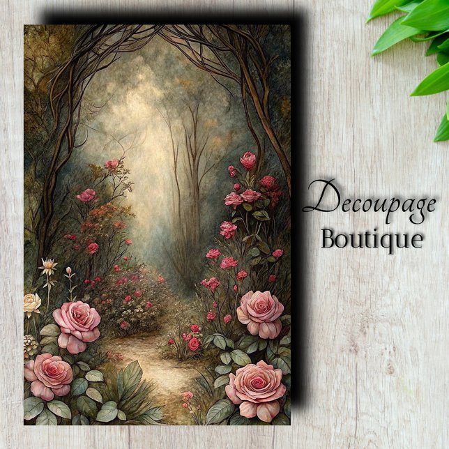Papel De Seda Decoupage de Roseway Encantada (Enchanted Roseway Decoupage Tissue Paper)