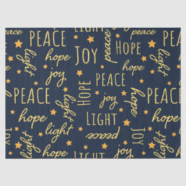 Papel De Seda Decoupage de Script de Natal Moderno Azul Marinho