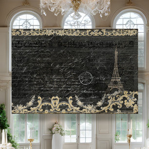 Papel De Seda Decoupage de Script Preto em Torre Eiffel em Paris