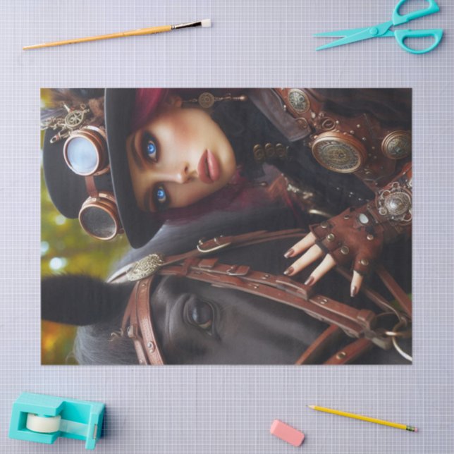 Papel De Seda Decoupage de Senhora Vitoriana do Cavaleiro Negro  (Arte )