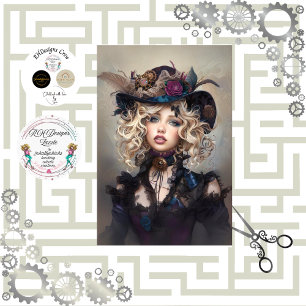 Papel De Seda Decoupage de Steampunk Blonde Lady Cogsworth