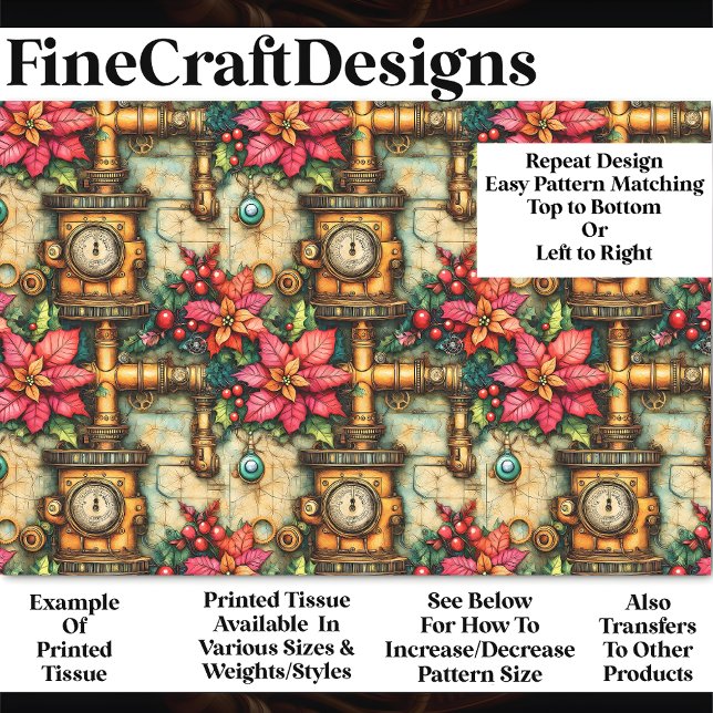 Papel De Seda Decoupage de Steampunk Poinsettias BM4 (Criador carregado)