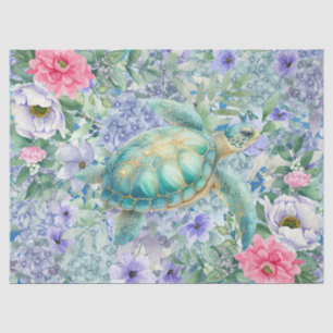 Papel De Seda Decoupage de Tartaruga Marinha de Pastel Elegante