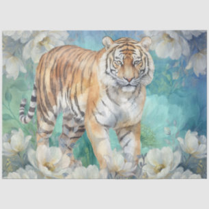 Papel De Seda Decoupage de Tigre da Selva Floral Inspirado em Vi