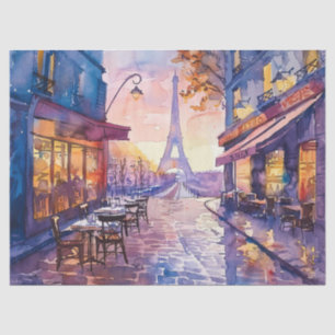Papel De Seda Decoupage de Torre Eiffel Vintage Watercolor