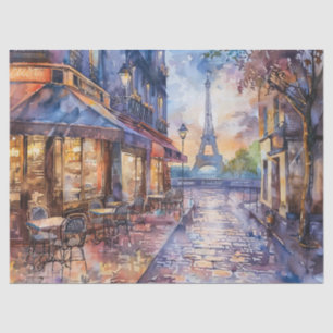 Papel De Seda Decoupage de Torre Eiffel Vintage Watercolor