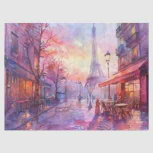 Papel De Seda Decoupage de Torre Eiffel Vintage Watercolor