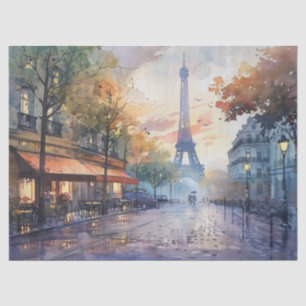 Papel De Seda Decoupage de Torre Eiffel Vintage Watercolor