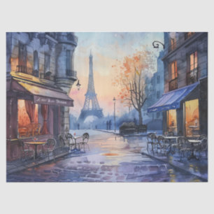 Papel De Seda Decoupage de Torre Eiffel Vintage Watercolor