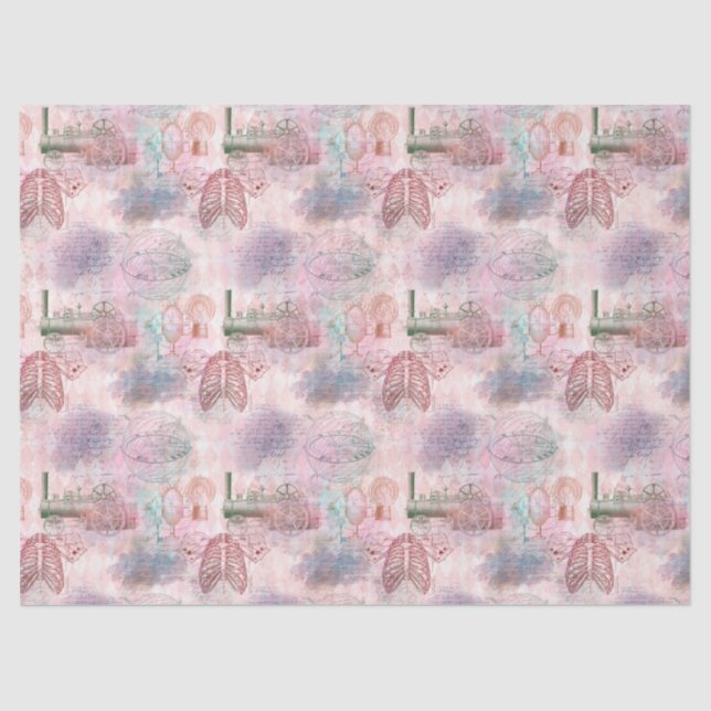 Papel De Seda Decoupage de Trem e Costelas Steampunk (Frente )