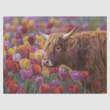 Decoupage de Tulipas da Primavera com Vaca das Ter