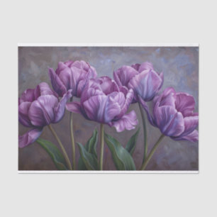 Papel De Seda Decoupage de Tulipas Roxas Elegantes