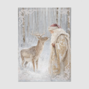 Papel De Seda Decoupage de Veado do Papai Noel aquarela