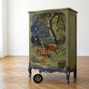 Papel De Seda Decoupage de Veados de Textura Russa Vintage