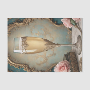 Papel De Seda Decoupage de Vidro de Champanhe em Rococo, na Fran