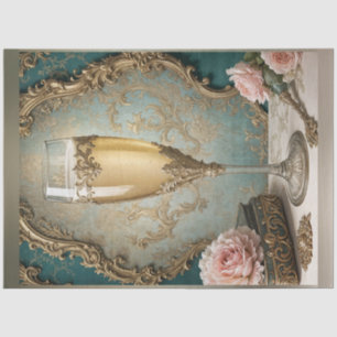 Papel De Seda Decoupage de Vidro de Champanhe Parisiense Rococo