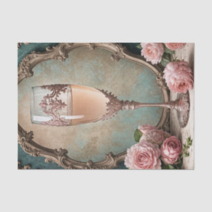 Papel De Seda Decoupage de Vidro Francês de Champanhe Rococo, ro