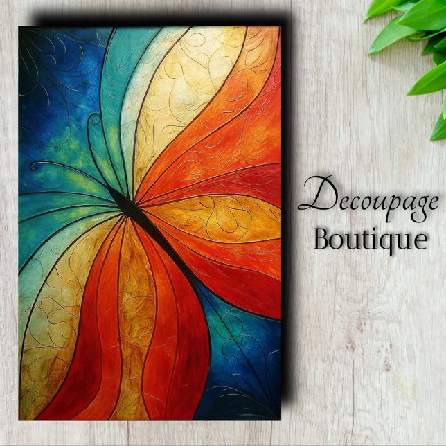 Papel De Seda Decoupage do Abstrato de Asas da Borboleta do Arco (Abstract Rainbow Decoupage Tissue Paper)