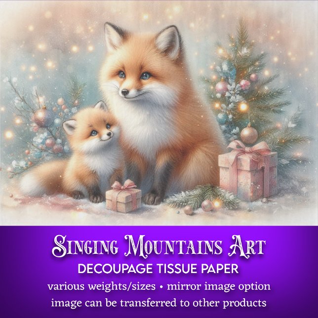 Papel De Seda Decoupage do Artesanato de Natal da Família Fox Fe (Criador carregado)