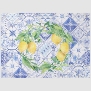 Papel De Seda Decoupage do Azulejo da Casa Farmada Russa Azul-Li