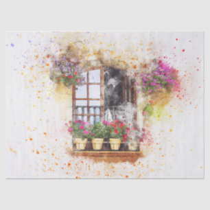 Papel De Seda Decoupage do Balcão Flutuado com Água