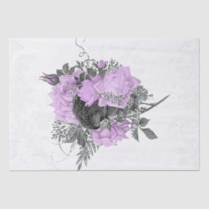 Papel De Seda Decoupage do Buquê Floral de Prata Preta Roxo