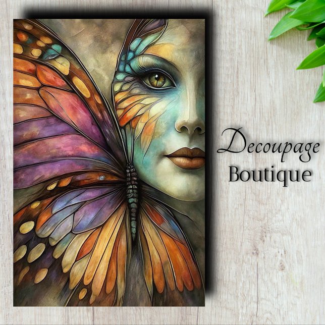Papel De Seda Decoupage do Butterfly Maiden (Butterfly Maiden Decoupage Tissue Paper)