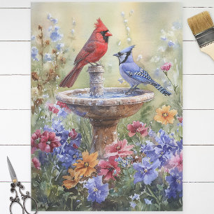 Papel De Seda Decoupage do Cardino de Aquarela e do Jay Azul