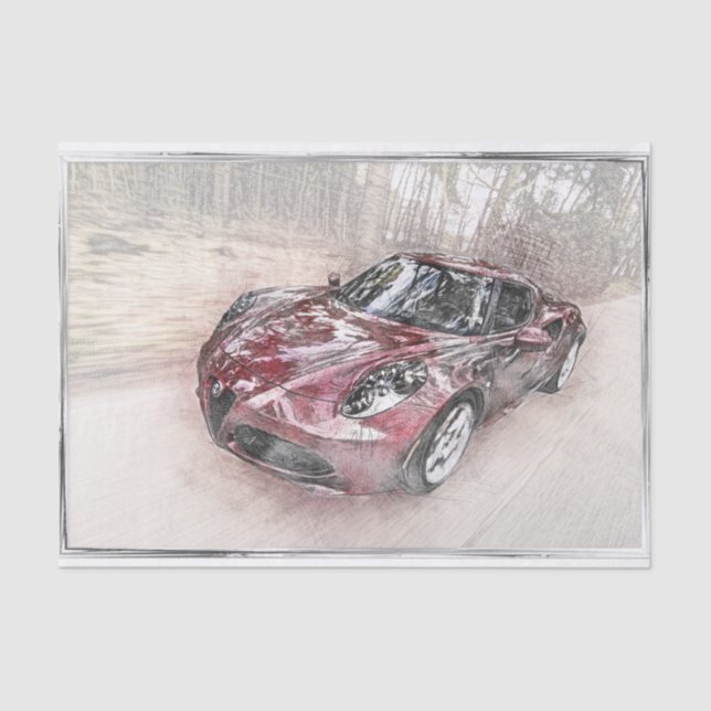 Papel De Seda Decoupage do Carro Clássico Alfa Romeo (Frente )