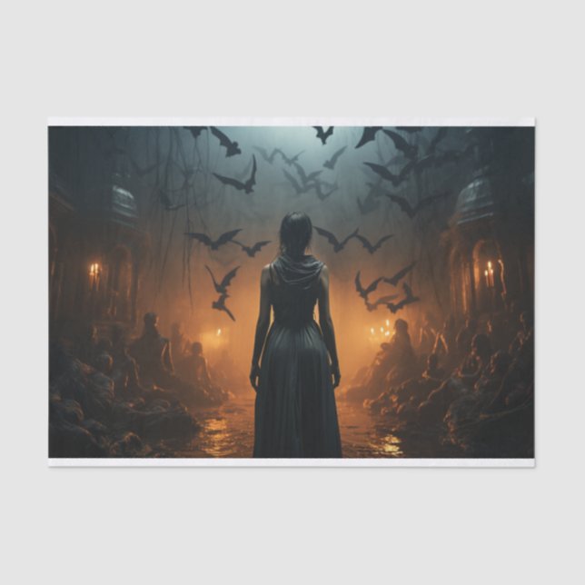 Papel De Seda Decoupage do Cavalo do Pesadelo Gótico (Frente )