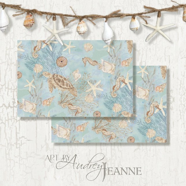 Papel De Seda Decoupage do Cavalo-marinho de Tartaruga Costeira (Criador carregado)