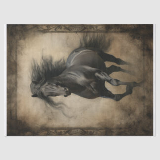 Papel De Seda Decoupage do Cavalo Negro