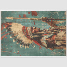 Papel De Seda Decoupage do Chefe Indiano Americano