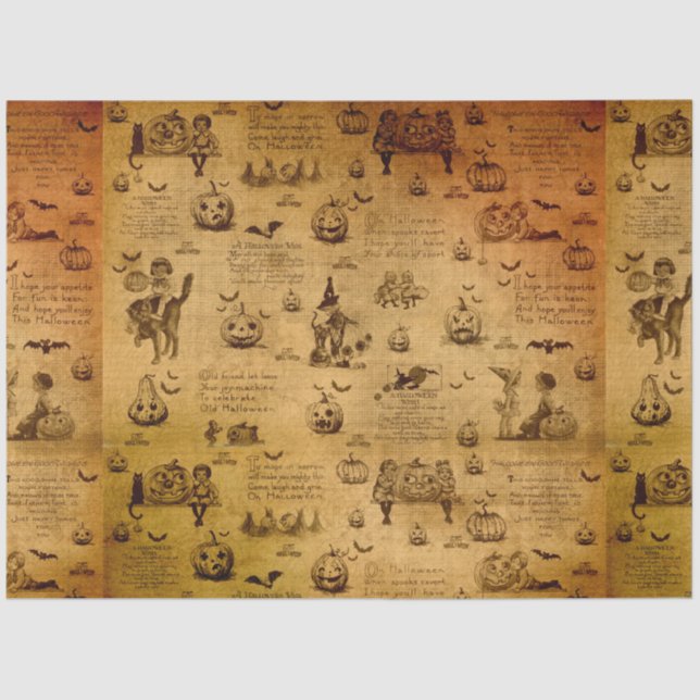 Papel De Seda Decoupage do Corvo Laranja Negro Gótico (Frente )