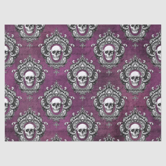 Papel De Seda Decoupage do Crânio e do Gótico Roxo (Frente )