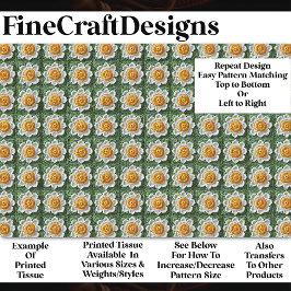 Papel De Seda Decoupage do Crochet Daisy BN9, feito à mão,