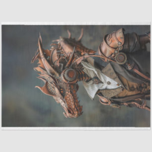 Papel De Seda Decoupage do Dragão de Cobre Steampunk