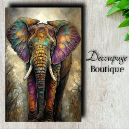 Papel De Seda Decoupage do Elefante do Mosaico