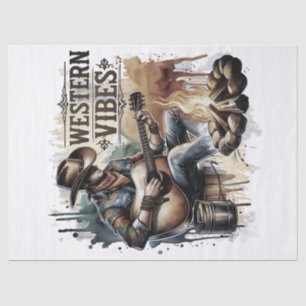 Papel De Seda Decoupage do Espírito Livre do Cowboy Retro Wester