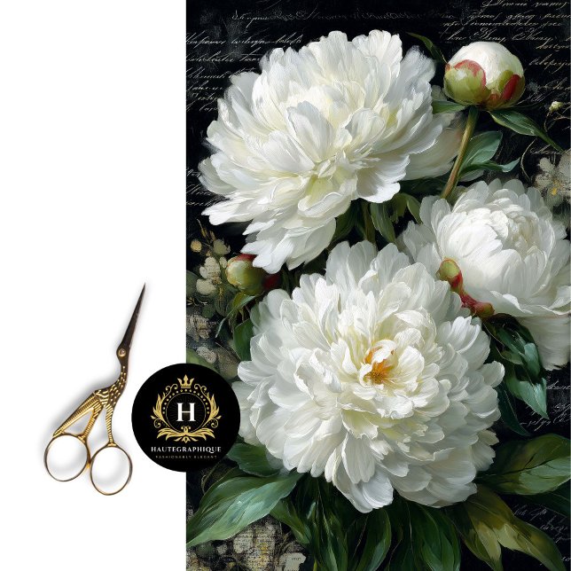 Papel De Seda Decoupage do Flor Branco de Peony (Turn an Old Trunk into a Botanical Treasure Chest)